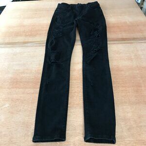 Agolde Sophie Skinny Jeans Women 26 Black Mid Rise Distressed Stretch Hippie